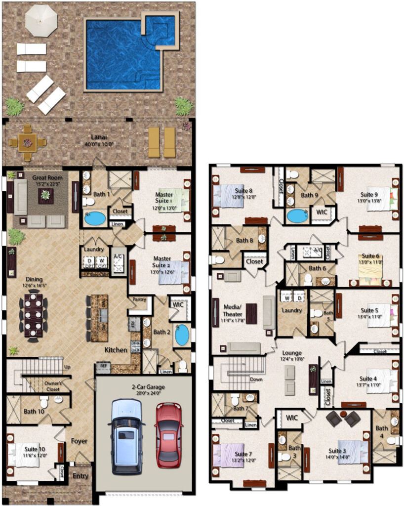 10 Bedroom House Plans - 10 Bedroom House Floor Plans