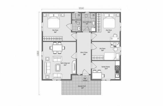 100 M2 Single Story Modular Home - 100M2 House Floor Plans