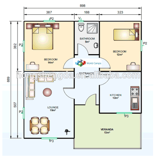 100m2 Modern Prefab Steel Frame House Plans View 100m2 House Plans  - 100M2 House Floor Plans