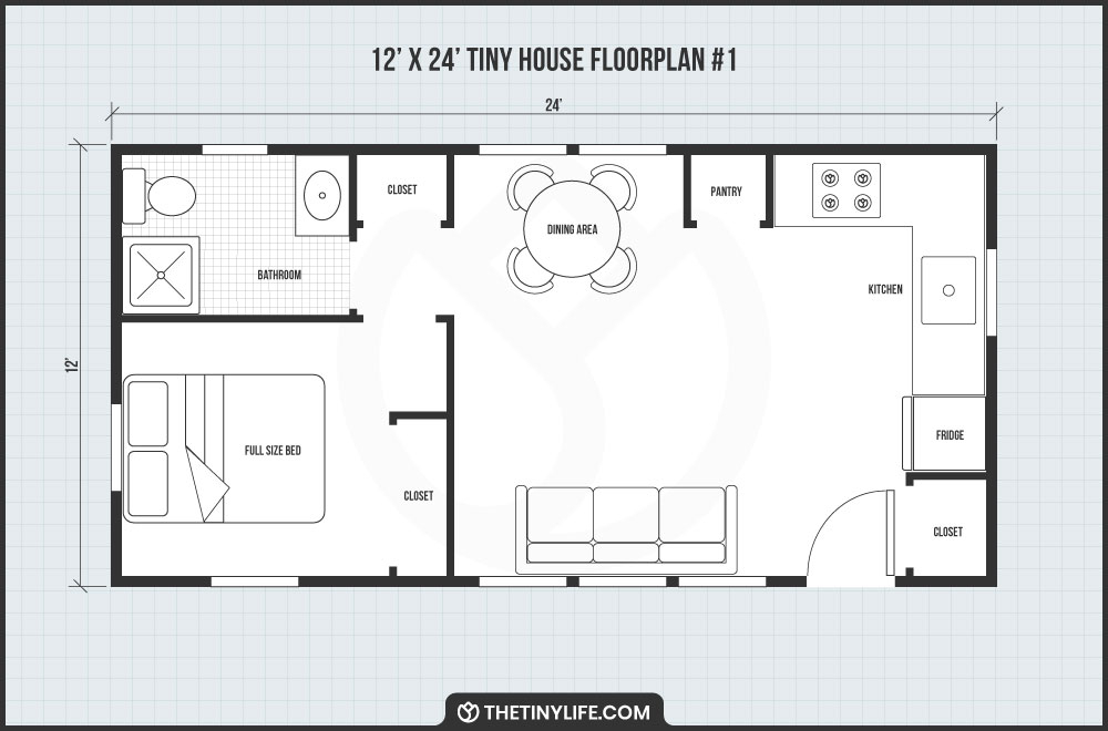 12 X 24 Tiny Home Designs Floorplans Costs And More The Hability - Small House 12X24 Tiny House Floor Plans