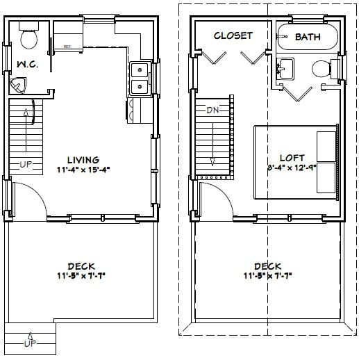 12x16 Tiny House 12X16H3 364 Sq Ft Excellent Floor Plans  - 12X16 Tiny House Floor Plans