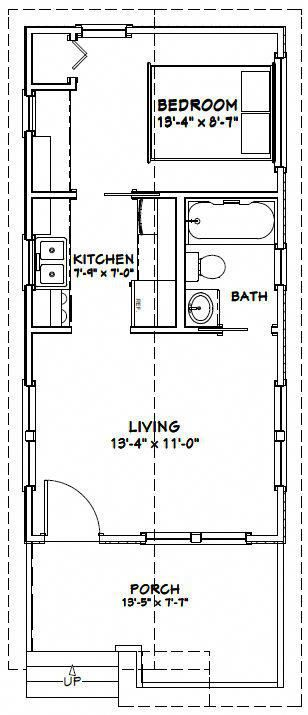 14x28 Tiny House 14X28H1H 391 Sq Ft Excellent Floor Plans  - 14X28 Tiny House Floor Plans