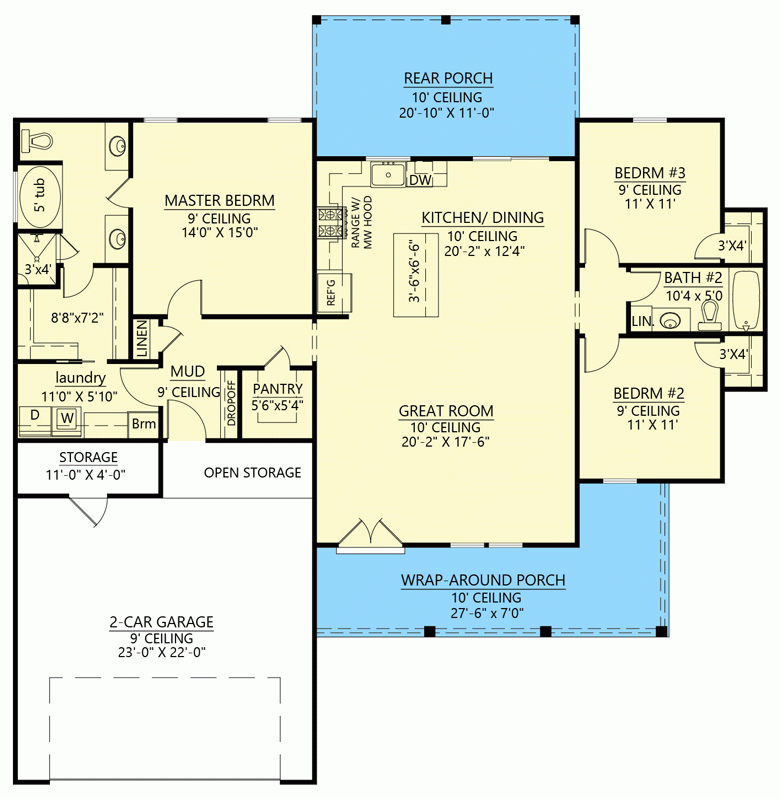 1600 Square Foot Modern Farmhouse With Split Bedroom Layout 56515SM  - House Floor Plans 1600 Square Feet