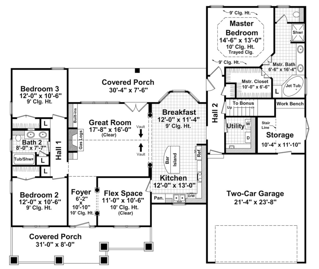 1800 Sq Ft Ranch House Plan With Bonus Room 3 Bed 2 Bath - 1800 Sq Ft Ranch House Floor Plans