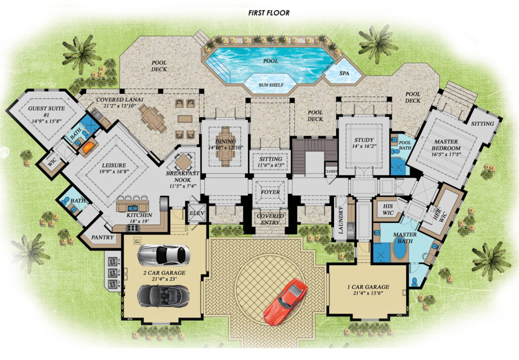 1st Floor Plan Beach House Floor Plans Narrow Lot House Plans House  - Floor Plans For Houses In Florida