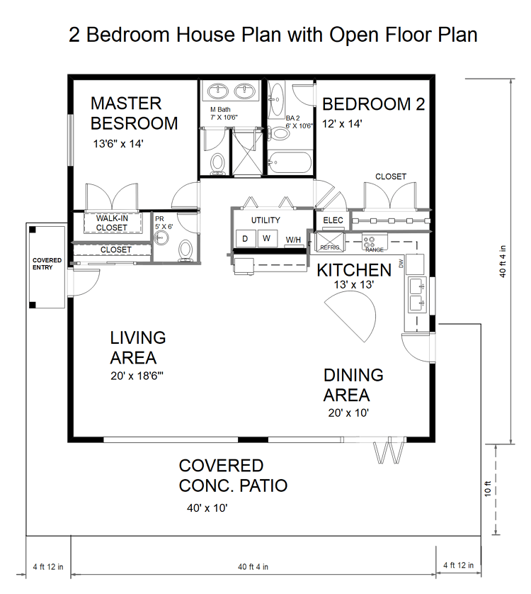 2 Bedroom House Plans Open Floor Plan With Garage Floor Roma - Open Concept 2 Bedroom House Plans Open Floor Plan