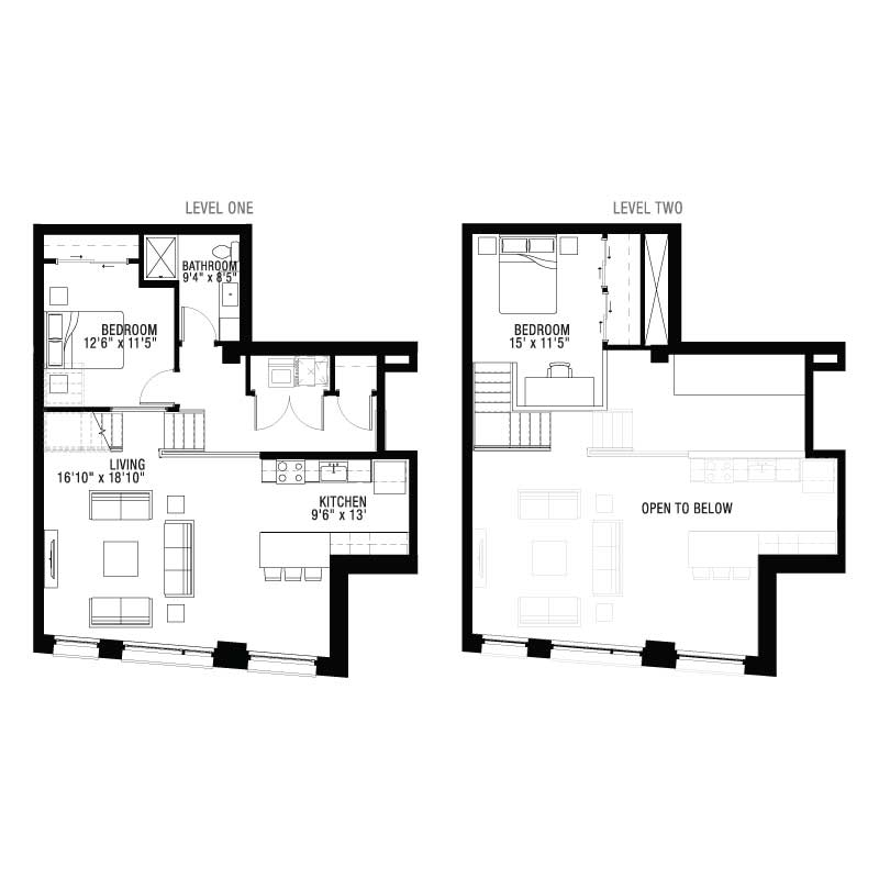 2 Bedroom Loft Apartment Floor Plans 550 Ultra Lofts - 2 Bedroom House With Loft Floor Plans