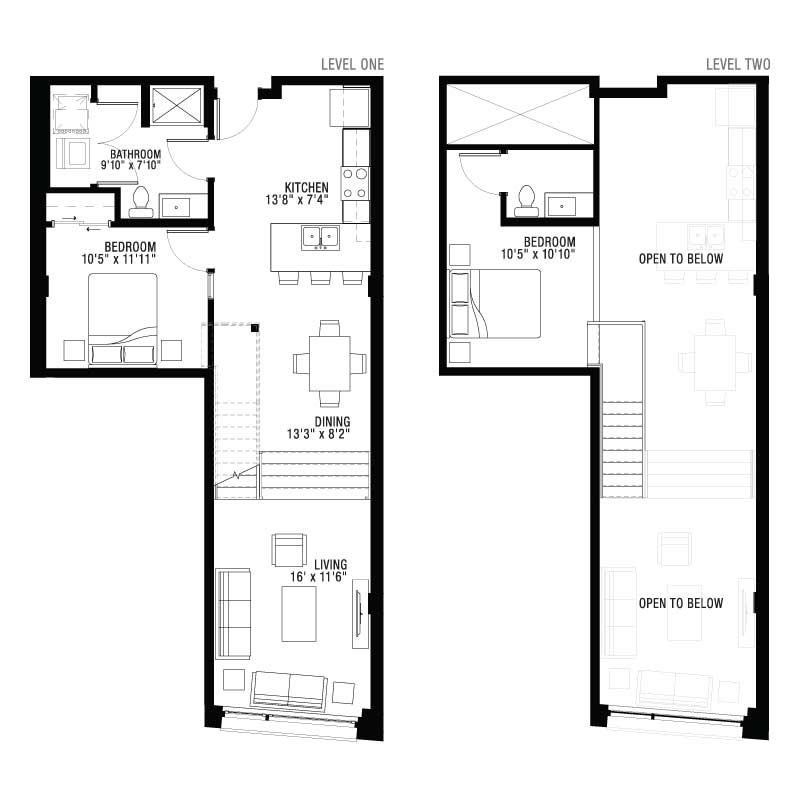 2 Bedroom Loft Apartment Floor Plans 550 Ultra Lofts - 2 Bedroom House With Loft Floor Plans