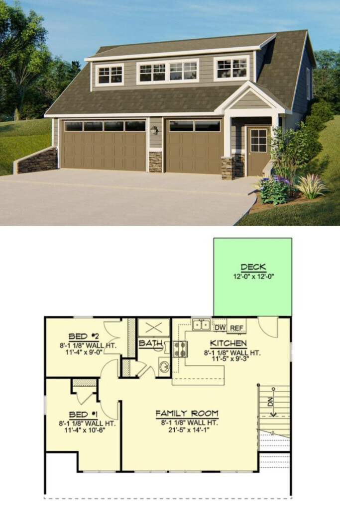 2 Bedroom Single Story Traditional Carriage Home With Three Car Garage  - Three Car Garage House Floor Plans