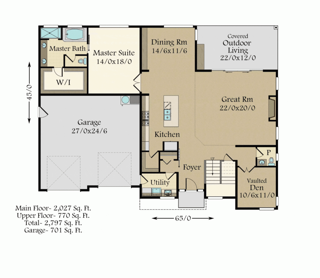 2 Story Modern House Plan With A Main Floor Master Suite  - House Plans With Master On Main Floor