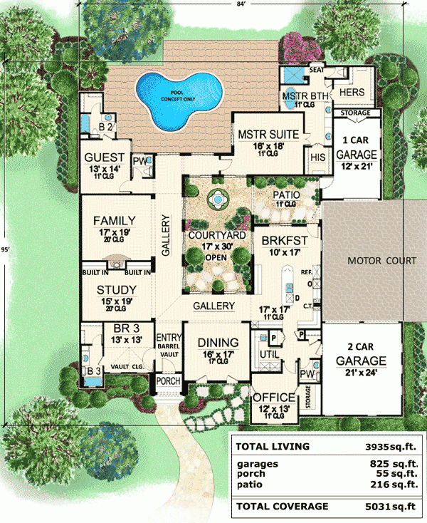 20 House Plans With Middle Courtyard - House With Courtyard In The Middle Floor Plan