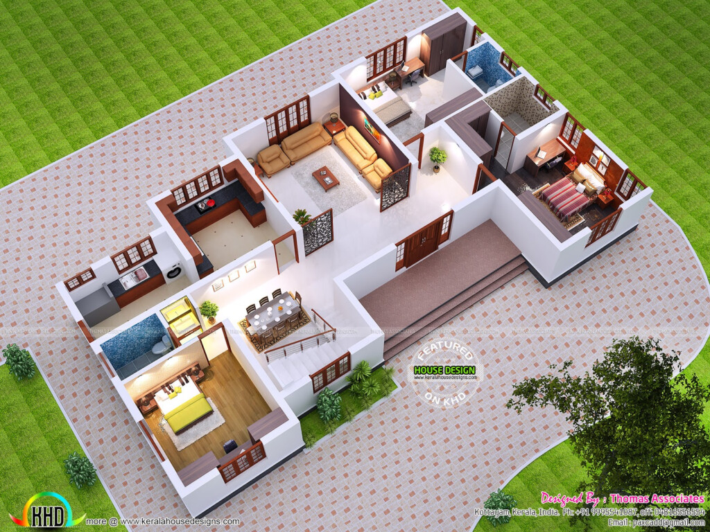 2200 Sq ft Feet Elevation And 3d Floor Plan Kerala Home Design And  - 2200 Sq Ft House Floor Plans