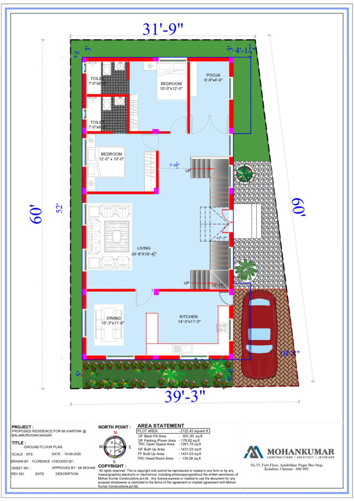 2200 Sq Ft House Plan Design Mohankumar Construction Best  - 2200 Sq Ft House Floor Plans