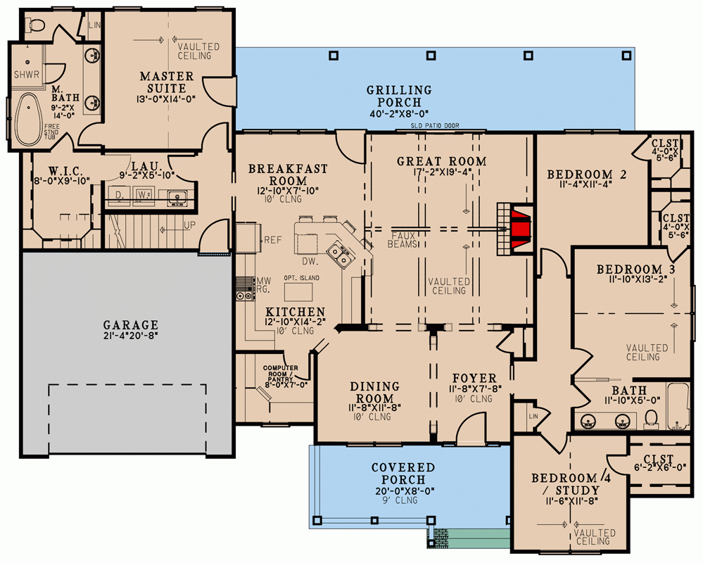 2200 Square Foot Modern Farmhouse Plan With 4 Bedrooms And Optional  - 2200 Sq Ft House Floor Plans