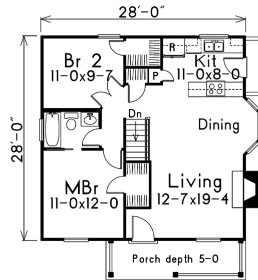 28 Feet By 28 Home Plan Everyone Will Like Acha Homes - 28X28 House Floor Plans