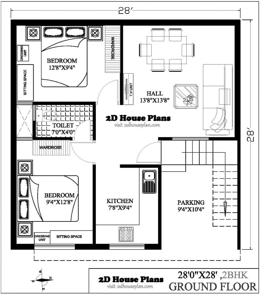 28x28 House Plans Best 28 By 28 House Plan 2bhk 3bhk - 28X28 House Floor Plans