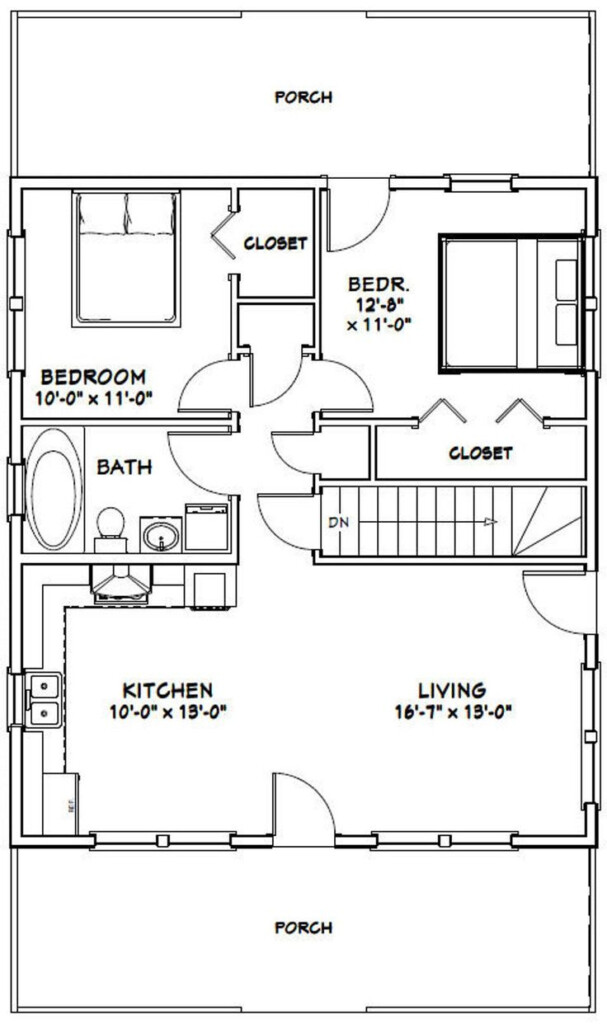 28x32 House 2 Bedroom 1 Bath 848 Sq Ft PDF Floor Plan  - 28X32 House Floor Plan