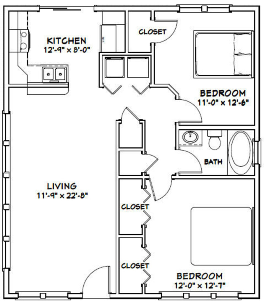 28x32 House 2 bedroom 1 bath 896 Sq Ft PDF Floor Plan Etsy - 28X32 House Floor Plan