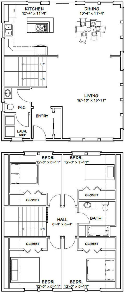 28x32 House 4 Bedroom 1 5 Bath 1 544 Sq Ft PDF Floor Plan  - 28X32 House Floor Plan