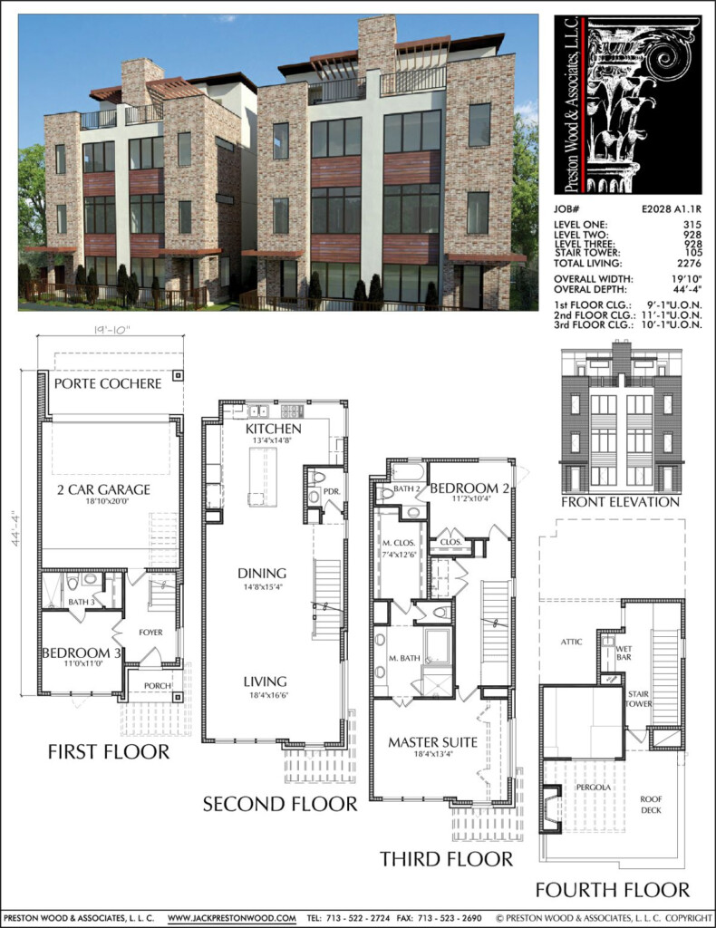 3 1 2 Story Duplex Townhouse Plan E2028 A1 1 Town House Plans House  - Town House Floor Plan