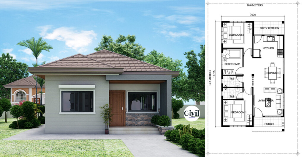 3 Bedroom Bungalow Floor Plan With Dimensions Viewfloor co - 3 Bedroom Bungalow House Floor Plan