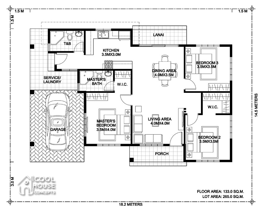 3 Bedroom Bungalow House Design With Floor Plan Floor Roma - Bungalow House Floor Plan With 3 Bedrooms