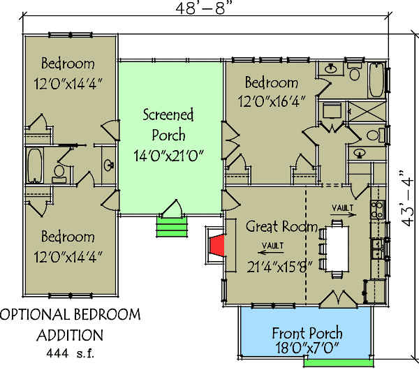 3 Bedroom Dog Trot House Plan 92318MX Architectural Designs House  - Dogtrot House Floor Plan