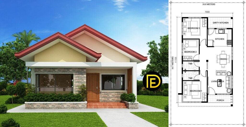 3 Bedroom Floor Plan With Dimensions In Meters Www resnooze - Single Floor House Plans 3 Bedroom