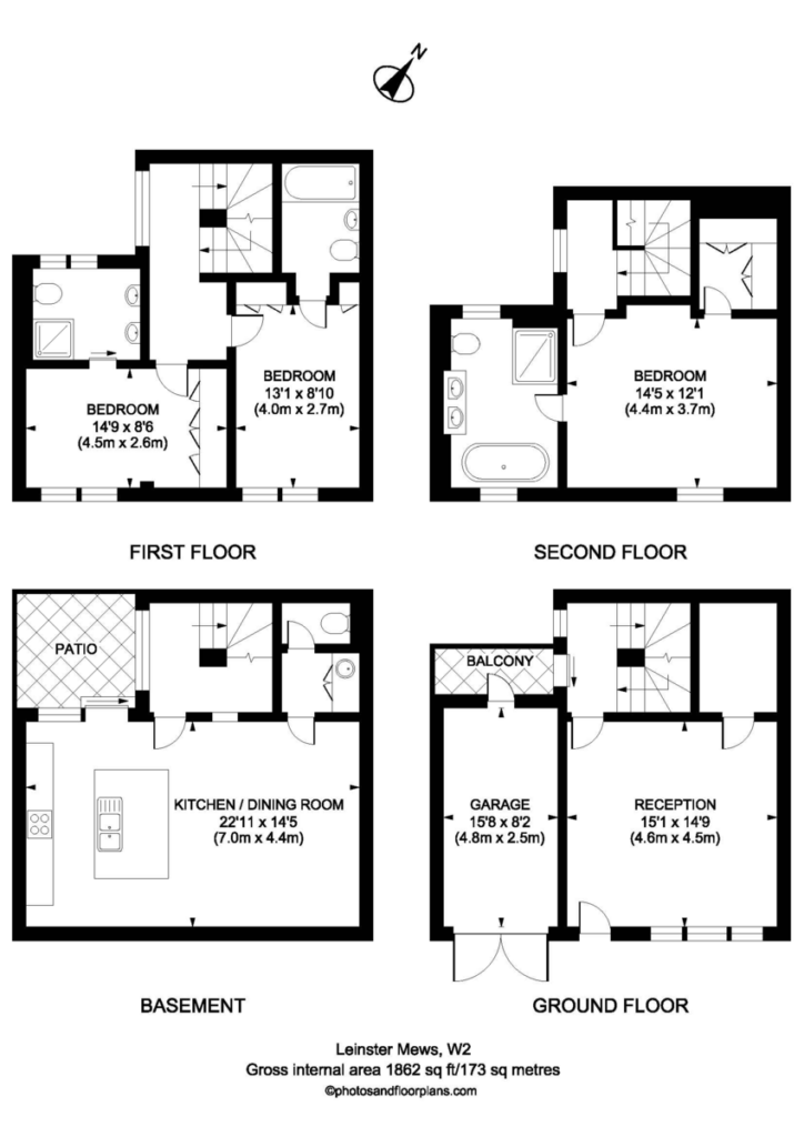 3 Bedroom Mews For Sale In Leinster Mews W2 London - Leinster House Floor Plan