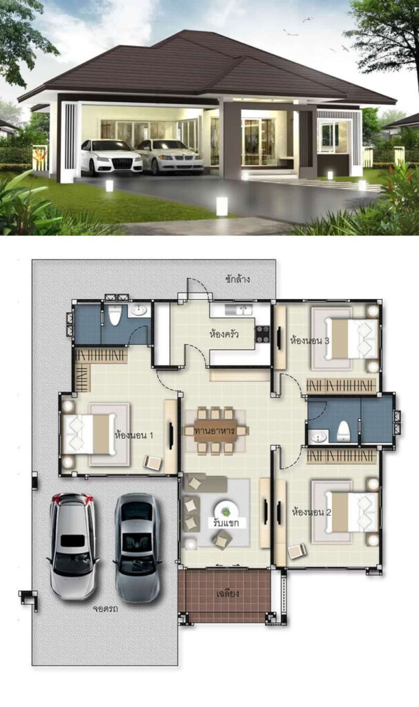 3 Bedroom Modern House Plans You ll Love House Plans - 3 Bedrooms House Design With Floor Plan