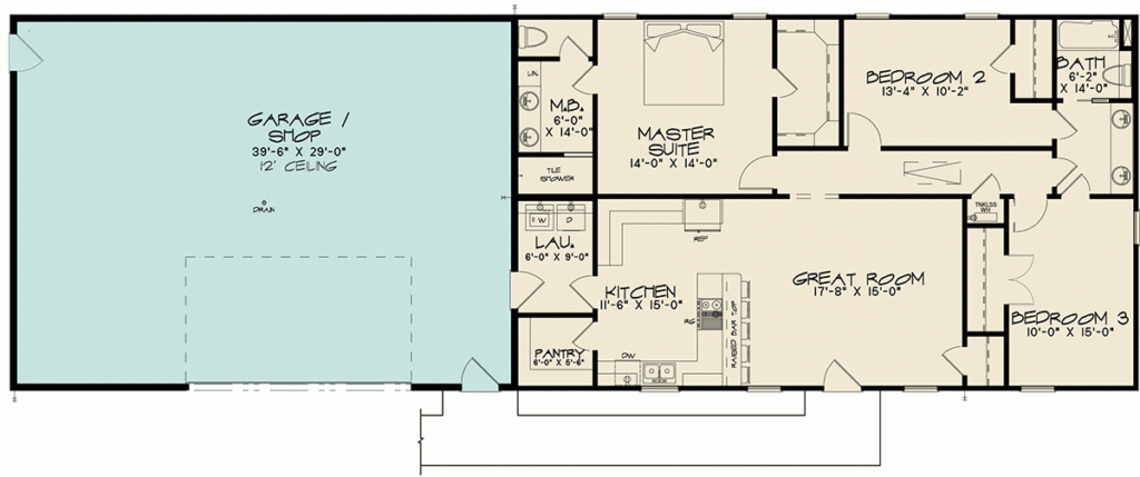 3 Bedroom Shop House Plan With Metal Siding 70782SND Architectural  - Shop House Floor Plans And Prices