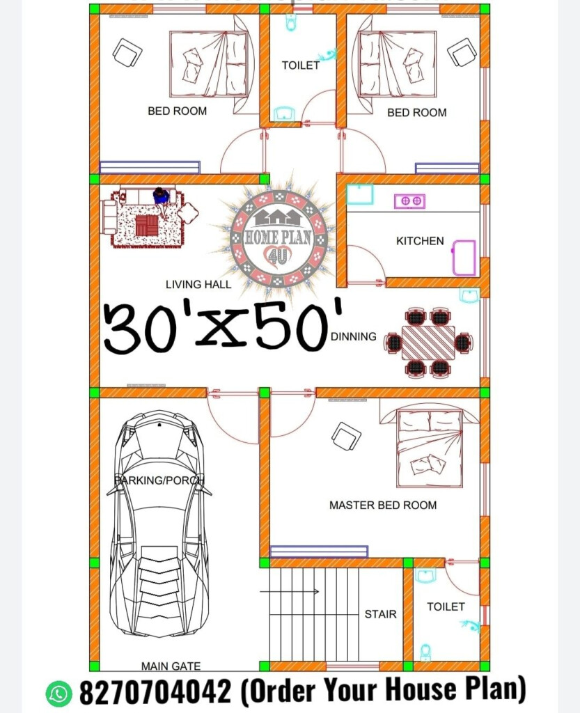 30 X 50 House Plan With 3 Bhk House Plans How To Plan Small House Plans - 50 X 30 House Floor Plans