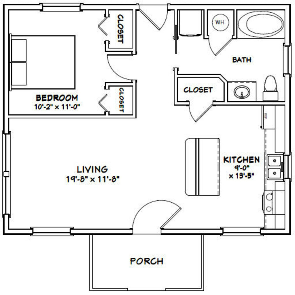 30x24 House 1 bedroom 1 bath 720 Sq Ft PDF Floor Plan Instant Download  - House Floor Plans 1 Bedroom