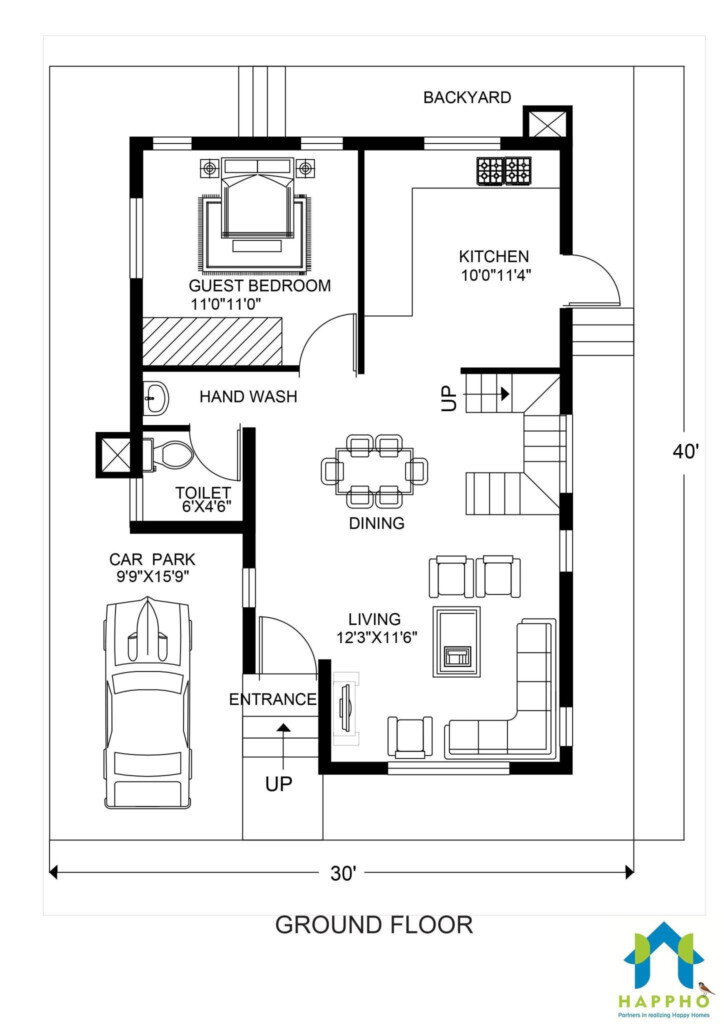 30x40 House Plan Ground Floor - Ground Floor 30X40 House Plans