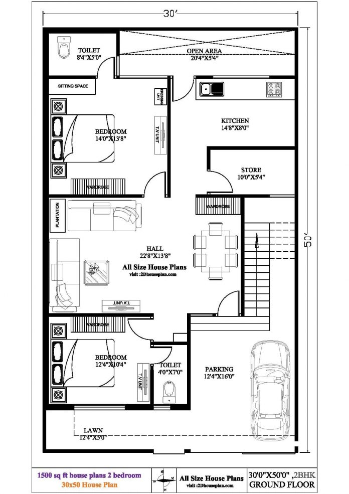 30X50 House Plan 2bhk 3bhk North East Vastu Plan 1500 Sqft - 30X50 House Floor Plans