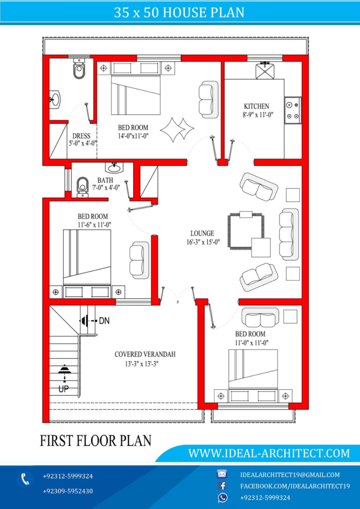 30x50 House Plan 6 Marla House Plan Ideal Architect - 30X50 House Floor Plans