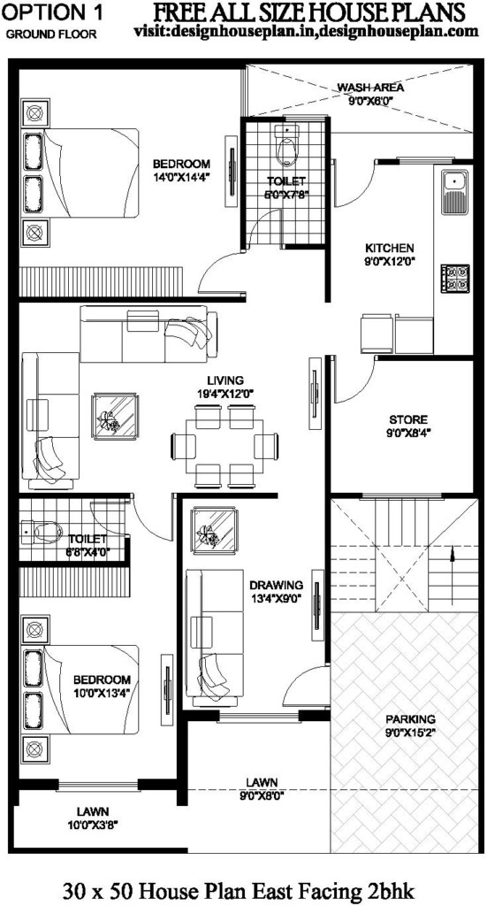 30x50 House Plans East Facing 2bhk 3bhk As Per Vastu - 30 X 50 House Floor Plans