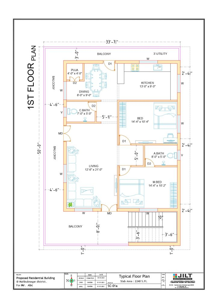 36 x50 Floor Plan West Face G 1 JILT ARCHITECTS - 36 X 50 House Floor Plans