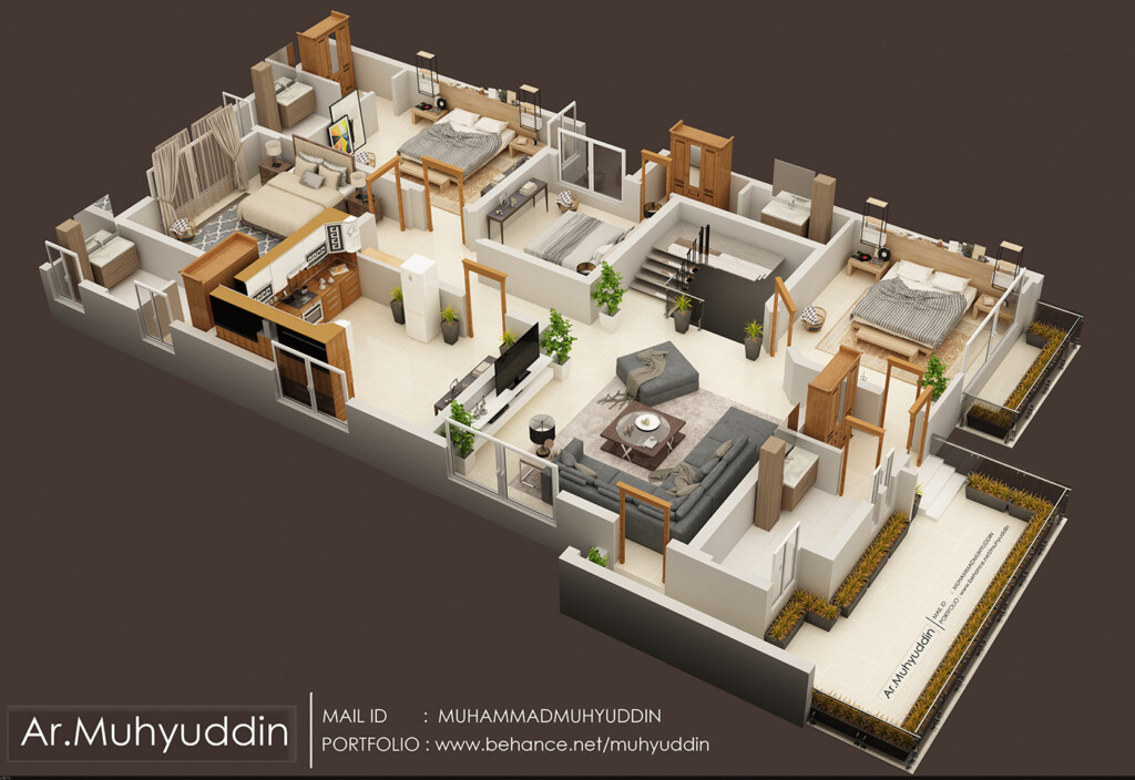 3D FLOOR PLAN OF LUXURY HOUSE Behance - Large Luxury House Floor Plans