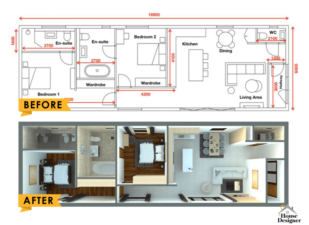 3D Floor Plans With Dimensions House Designer - House Floor Plan Designer