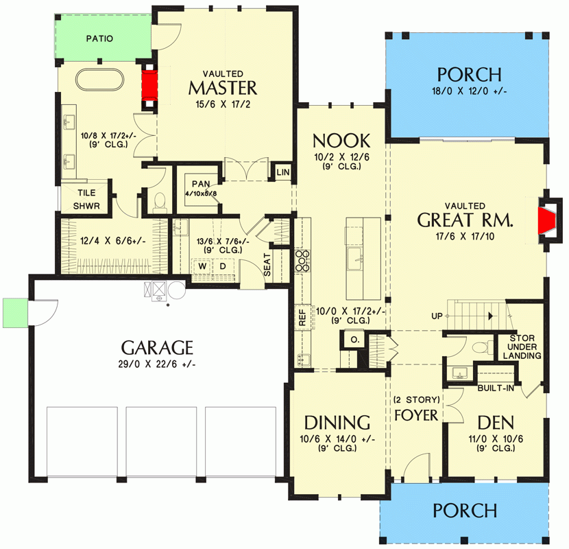 4 Bed New American House Plan With First Floor Master Suite 69756AM  - 4 Bedroom House Plans With First Floor Master