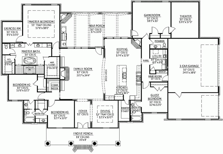 4 Bedroom 3 Bath Floor Plans One Story Floorplans click - House Floor Plans 4 Bedroom 3 Bath