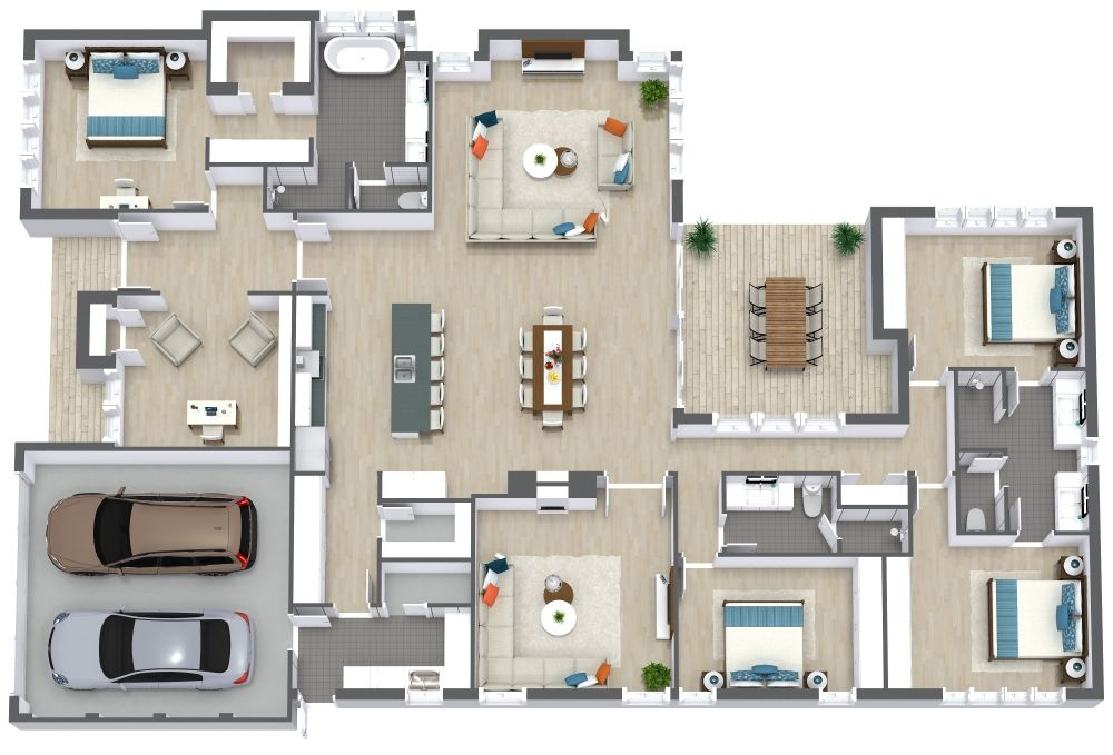 4 Bedroom House Plan Examples - Free 4 Bedroom House Floor Plans