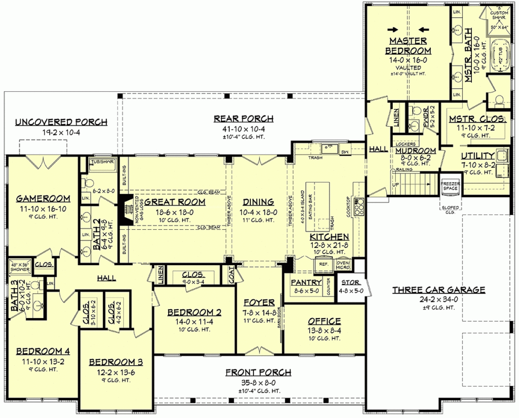 4 Bedroom House Plans - 4Br House Floor Plan