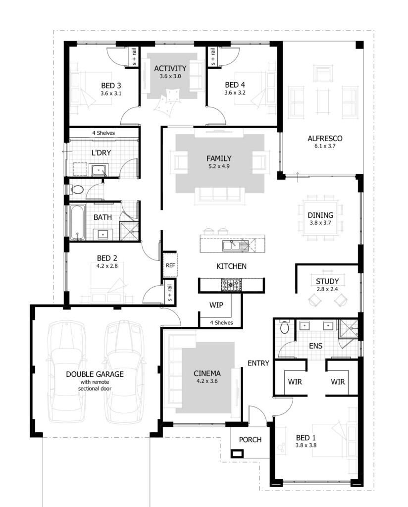 4 Bedroom House Plans Home Designs Celebration Homes Bungalow  - Best Floor Plans For 4 Bedroom House