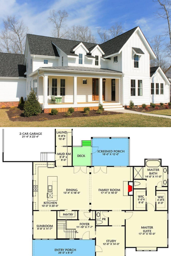 4 Bedroom Two Story Farmhouse With Open Floor Plan Floor Plan  - Open Floor Plan House Plans 2 Story