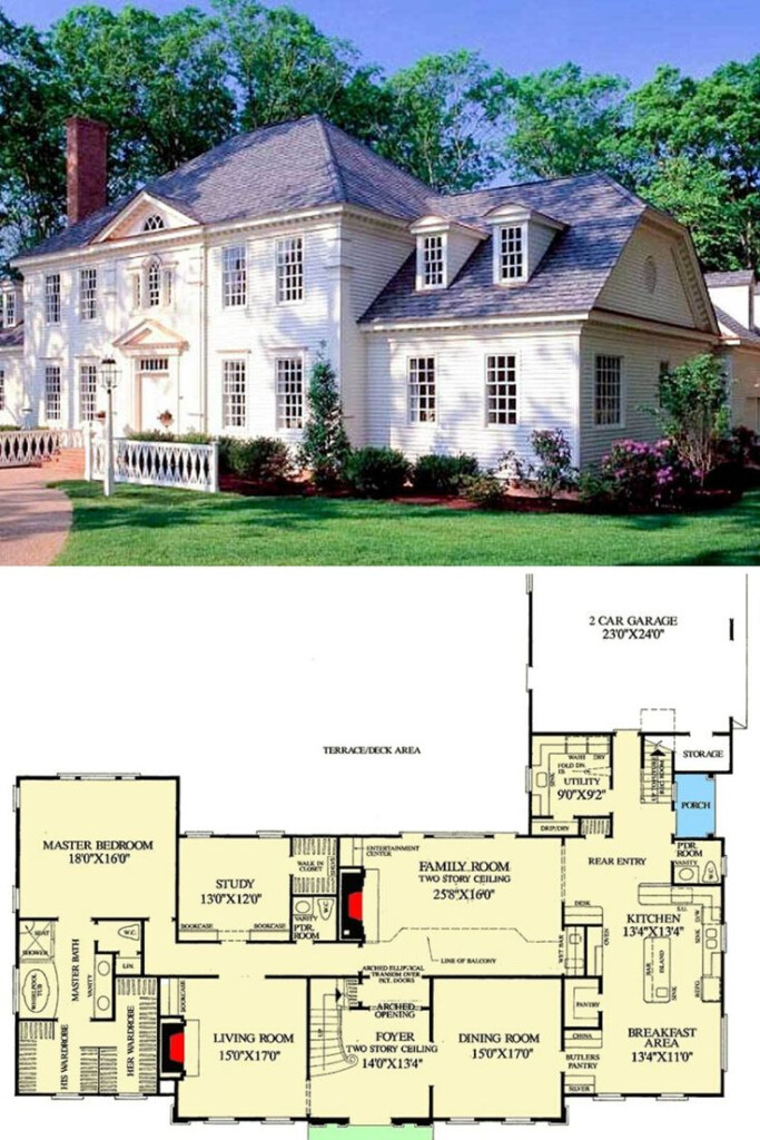 4 Bedroom Two Story Traditional Colonial Home Floor Plan Colonial  - Colonial House Floor Plan