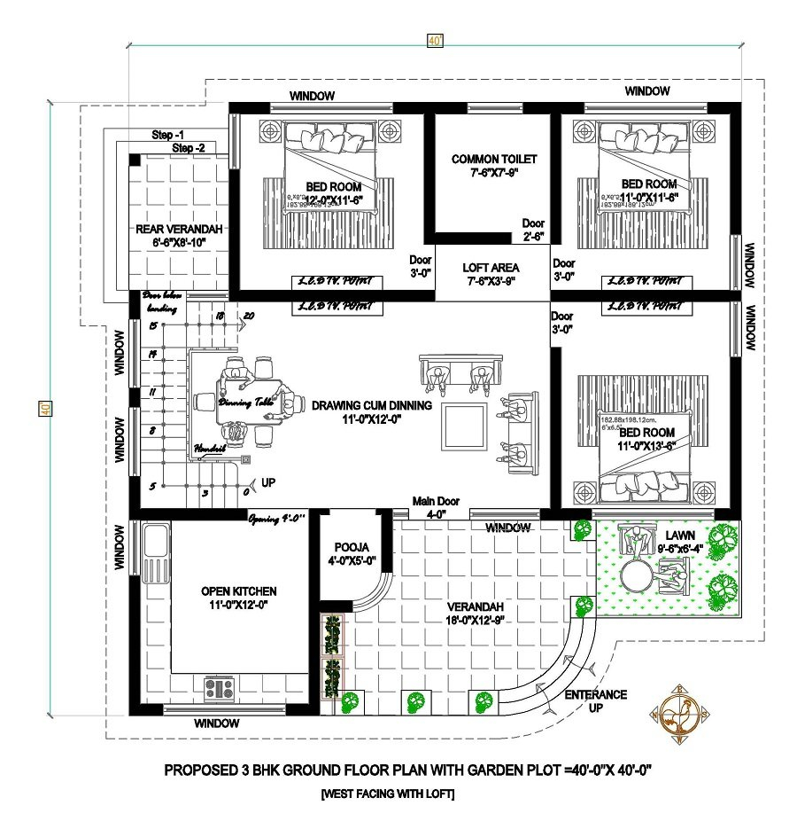 40x40 House Plans Indian Floor Plans - 40X40 Shop House Floor Plans