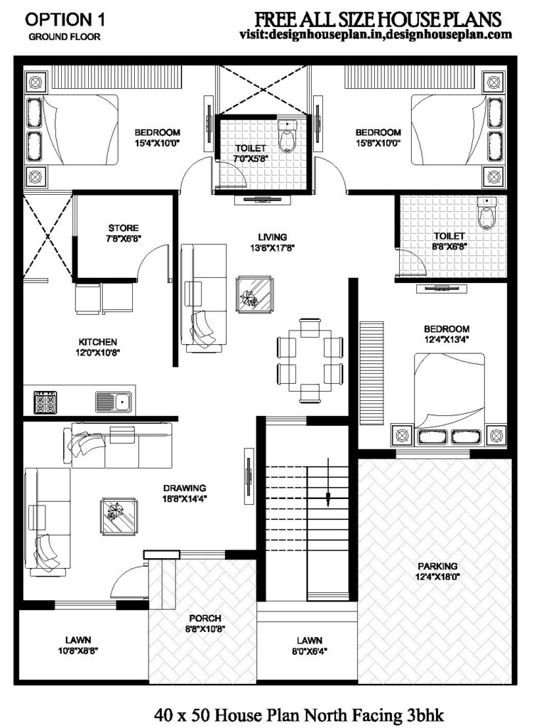 40x50 House Plan 3bhk Plan 40x50 House Plans East Facing - 40X50 Shop House Floor Plans