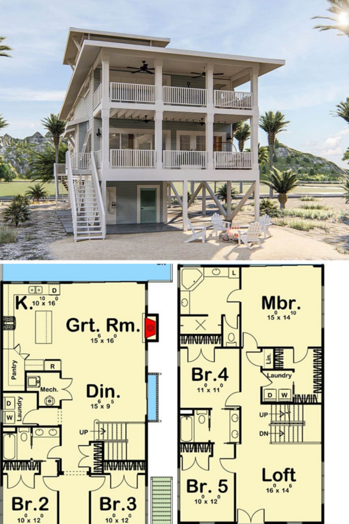 5 Bedroom Three Story Beach House With A Lookout Floor Plan Artofit - California Beach House Floor Plans